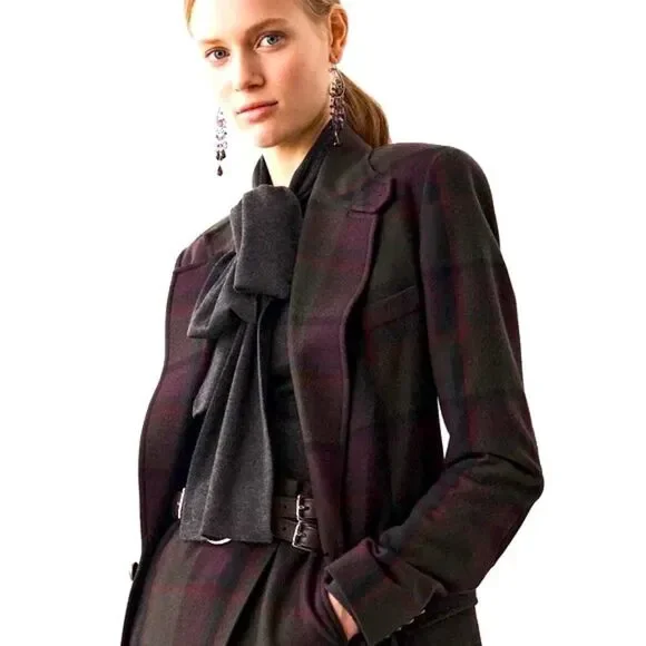 Ralph Lauren Fall ‘20 Collection Cashmere Blend Olive Multi Plaid Preston Jacket - Picture 5 of 16